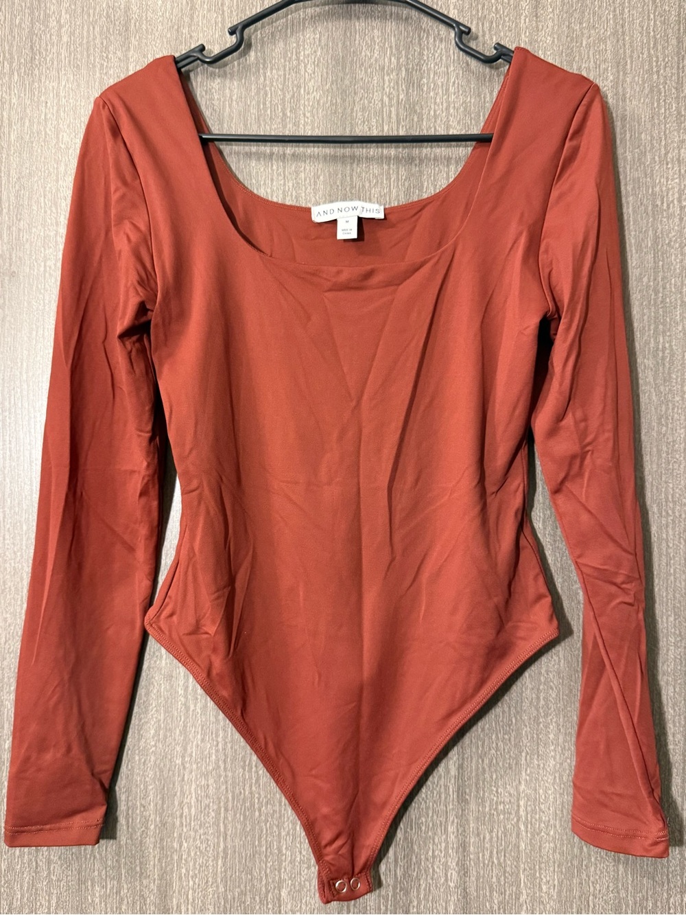 And Now This Rust Long-Sleeve Scoop Neck Bodysuit